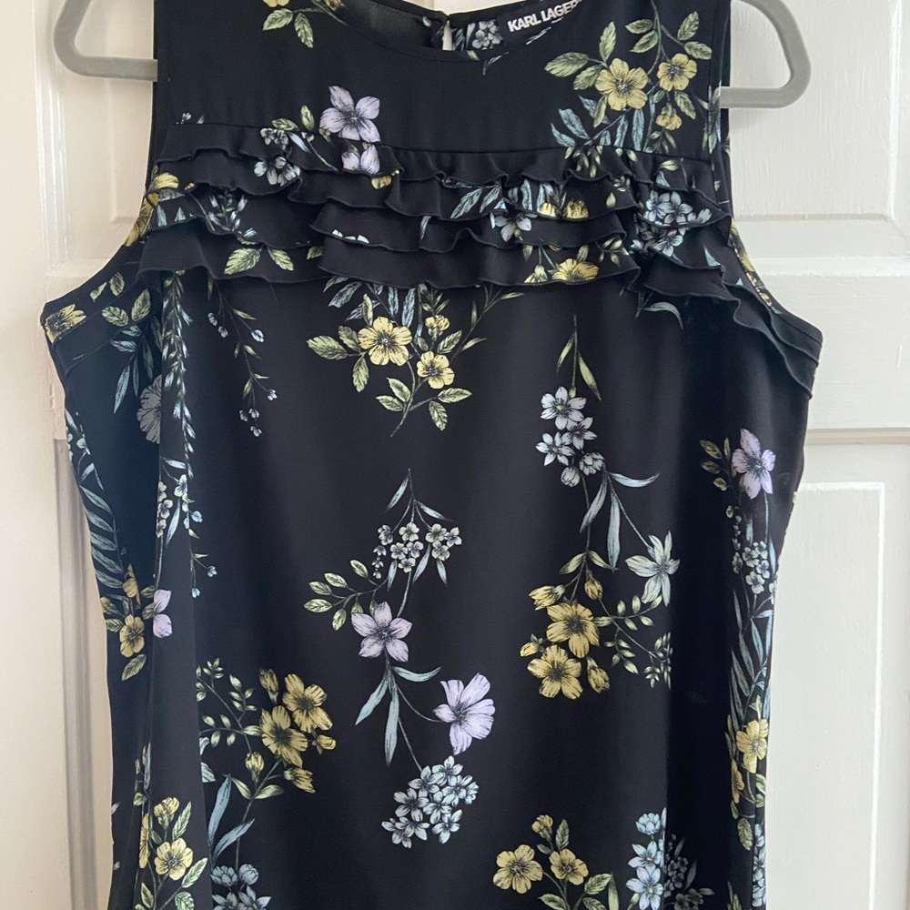 Karl Lagerfeld Black Blouse with Floral Pattern